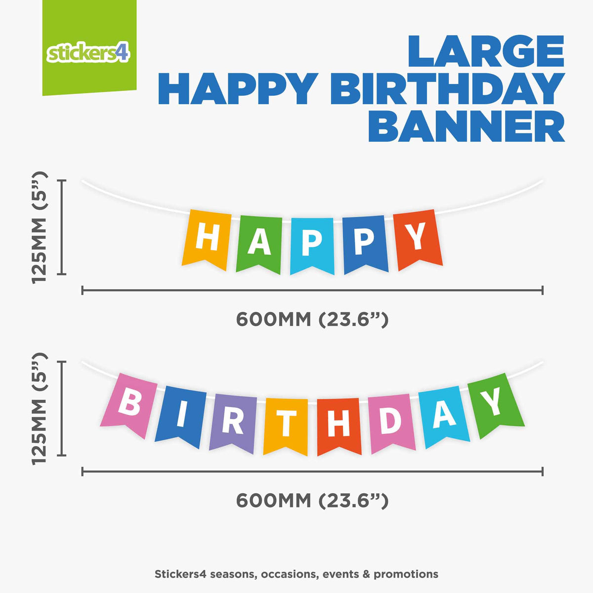 Set of Happy Birthday Banners with Streamers Window Stickers