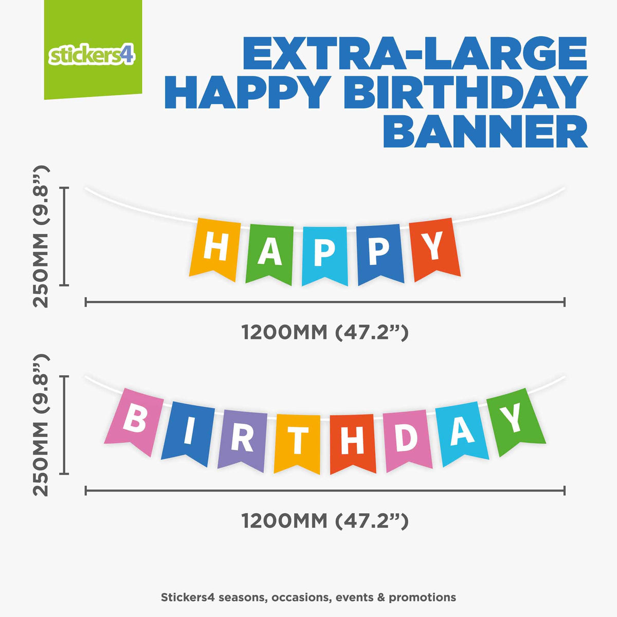 Set of Happy Birthday Banners with Streamers Window Stickers