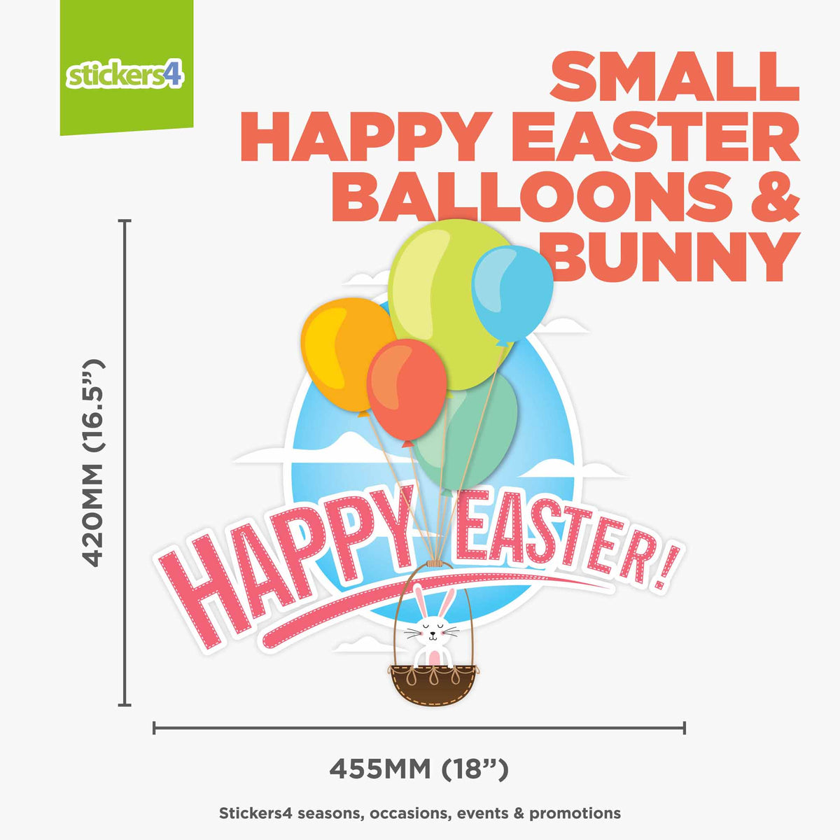 Happy Easter Balloons &amp; Bunny Window Cling