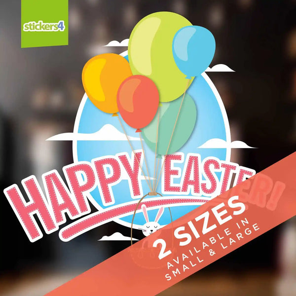 Happy Easter Balloons & Bunny Window Cling Easter Window Display