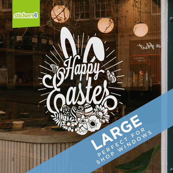 Happy Easter Bunny Ears Window Cling Sticker Easter Window Display