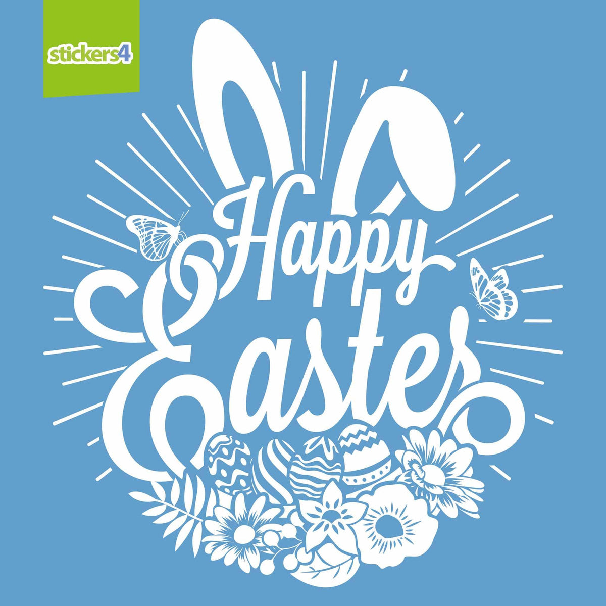 Happy Easter Bunny Ears Window Cling Sticker