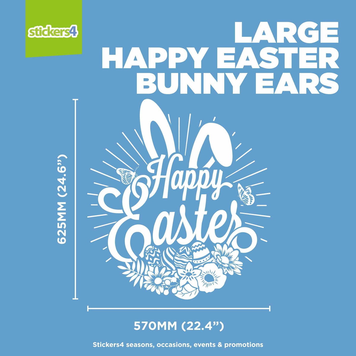 Happy Easter Bunny Ears Window Cling Sticker