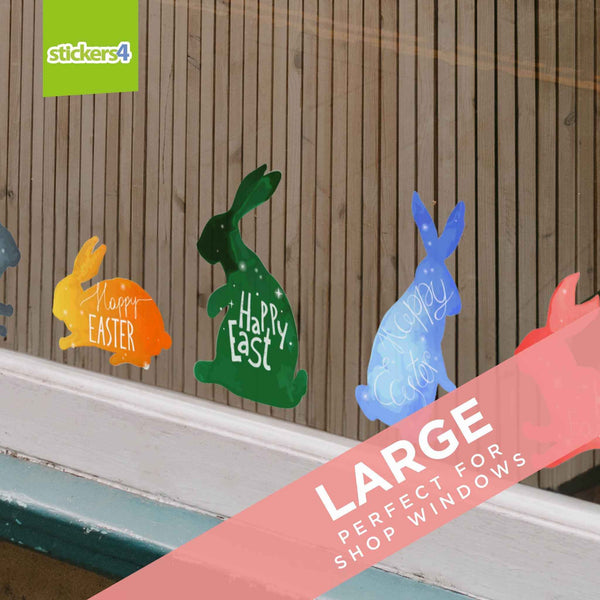 Happy Easter Bunny Set of 8 Window Clings Easter Window Display