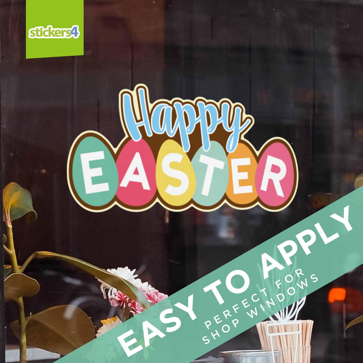 Happy Easter Choccy Eggs Window Cling