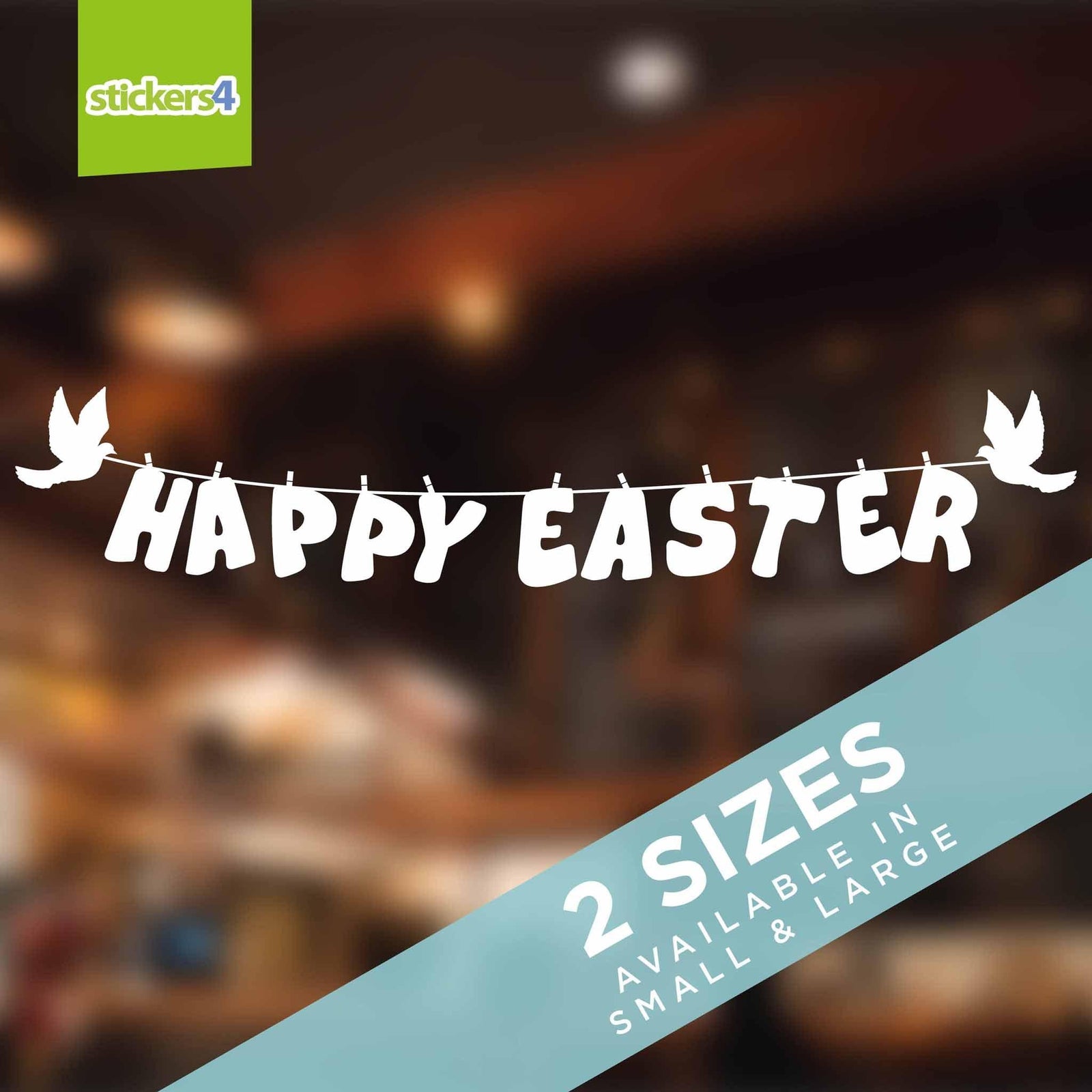 Happy Easter With Birds Window Sticker Easter