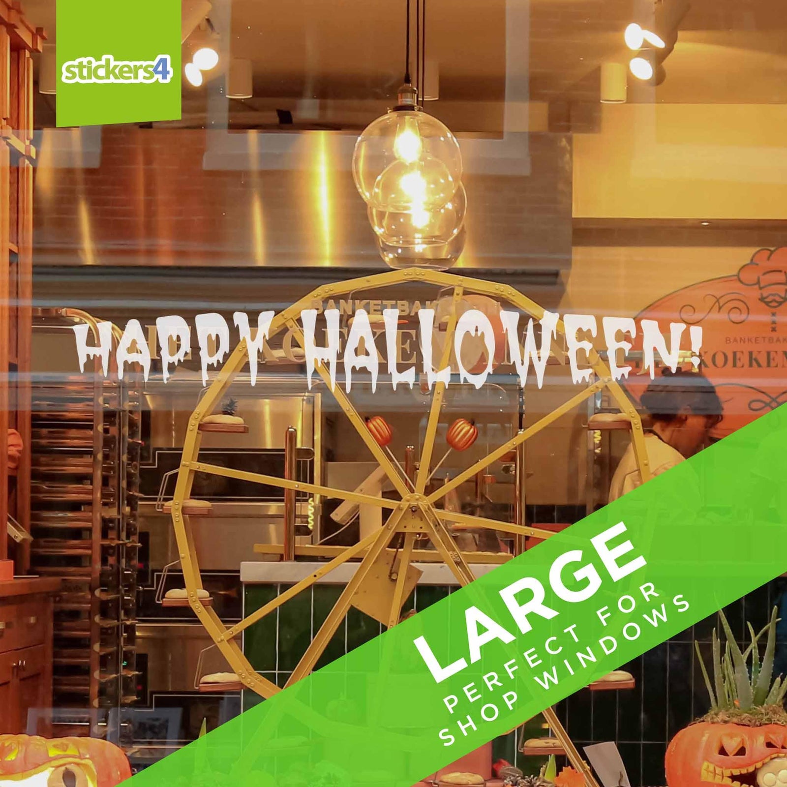 Happy Halloween Text Window Sticker Halloween Display