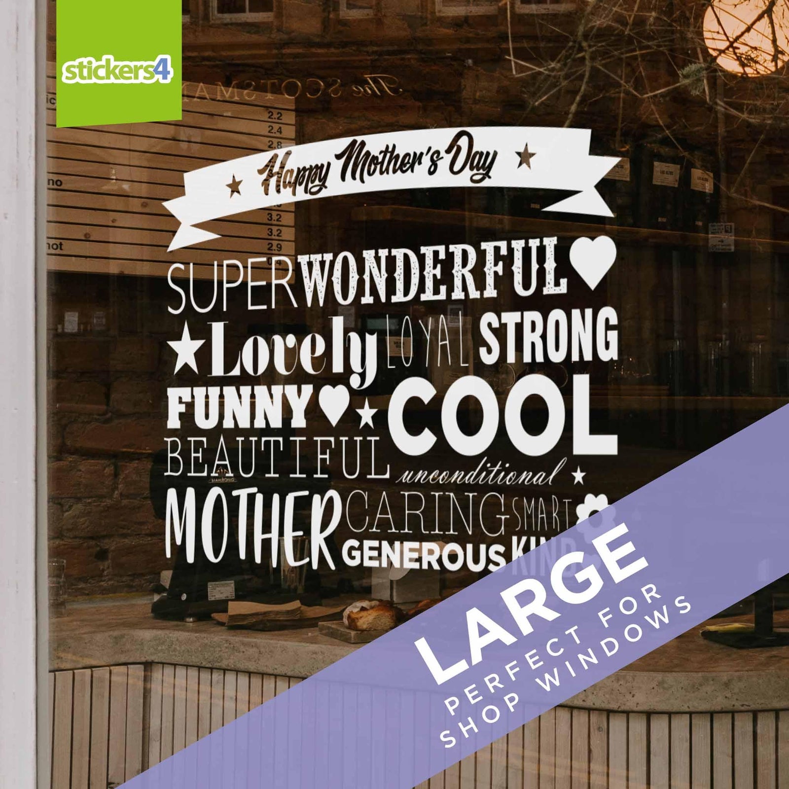 Happy Mother's Day Word-Cloud Window Cling Sticker Mother's Day Display