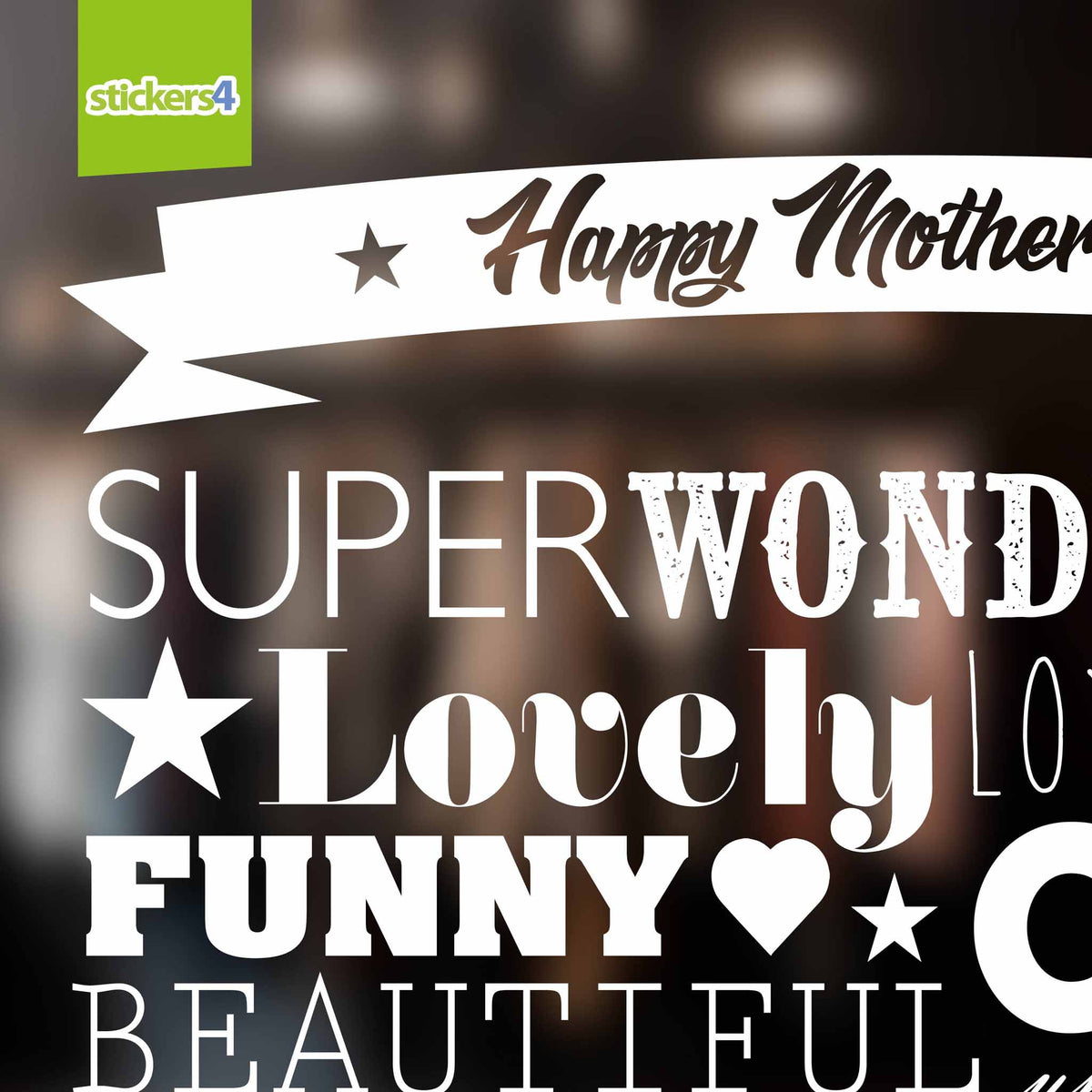 Happy Mother&#39;s Day Word-Cloud Window Cling Sticker