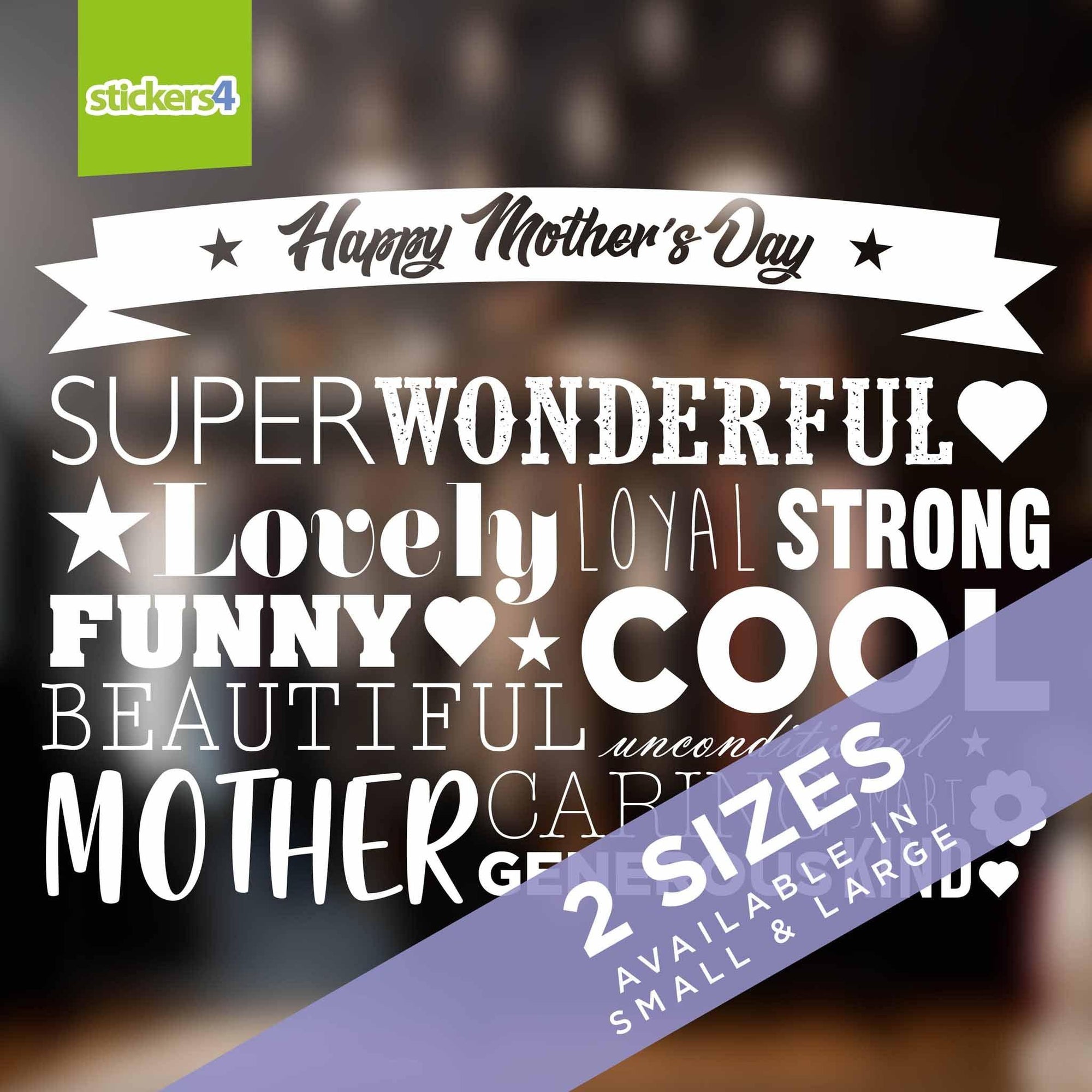 Happy Mother's Day Word-Cloud Window Cling Sticker Mother's Day Display