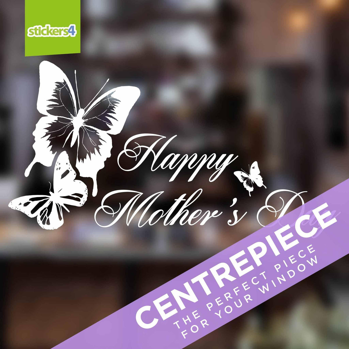 Happy Mother&#39;s Day with Butterflies Window Sticker