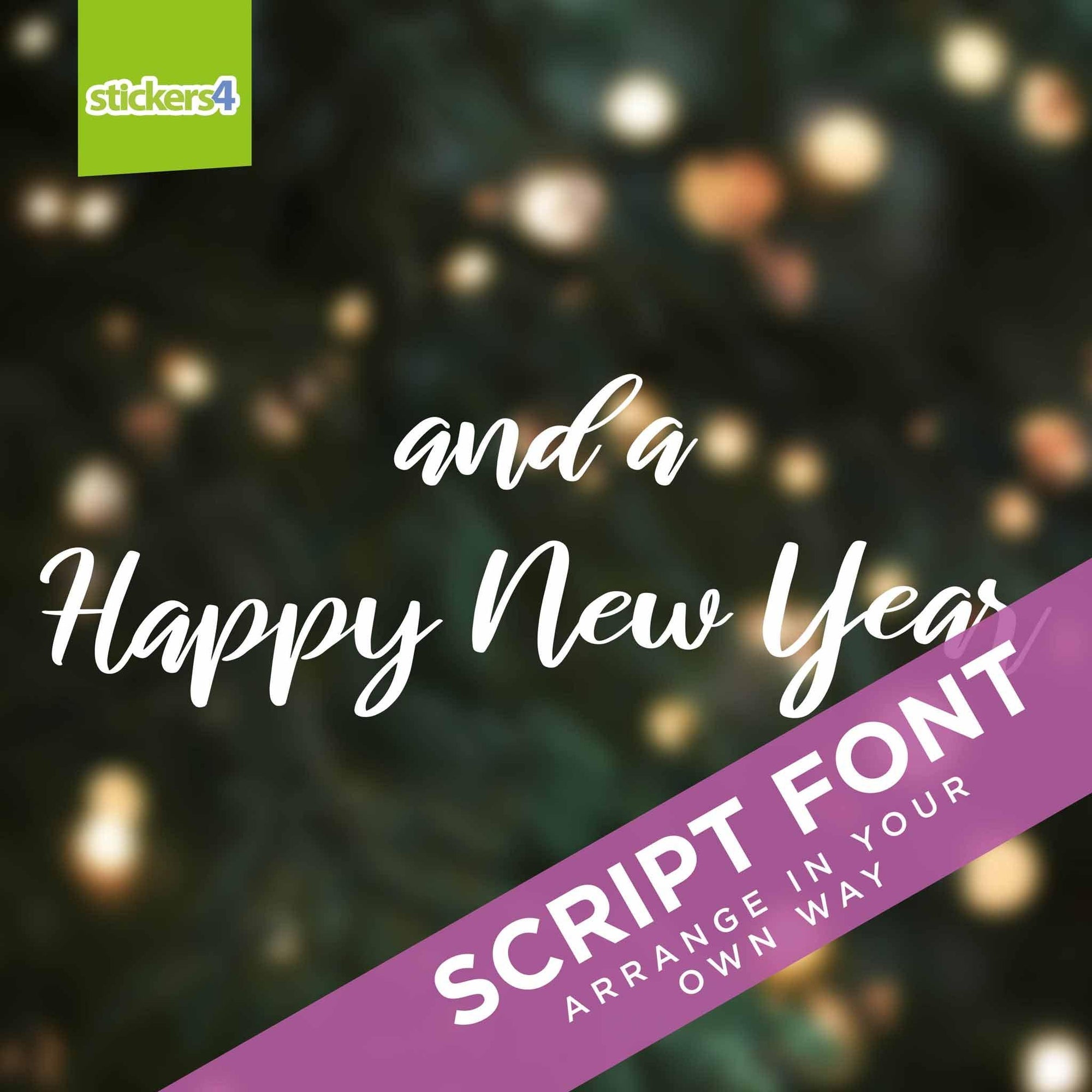 Large Happy New Year - Modern Script Window Sticker Christmas Window Display