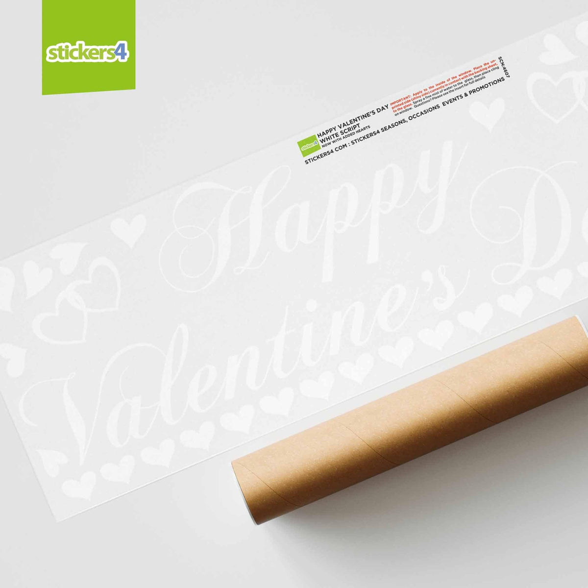 Happy Valentine&#39;s Day White Script Window Cling Sticker