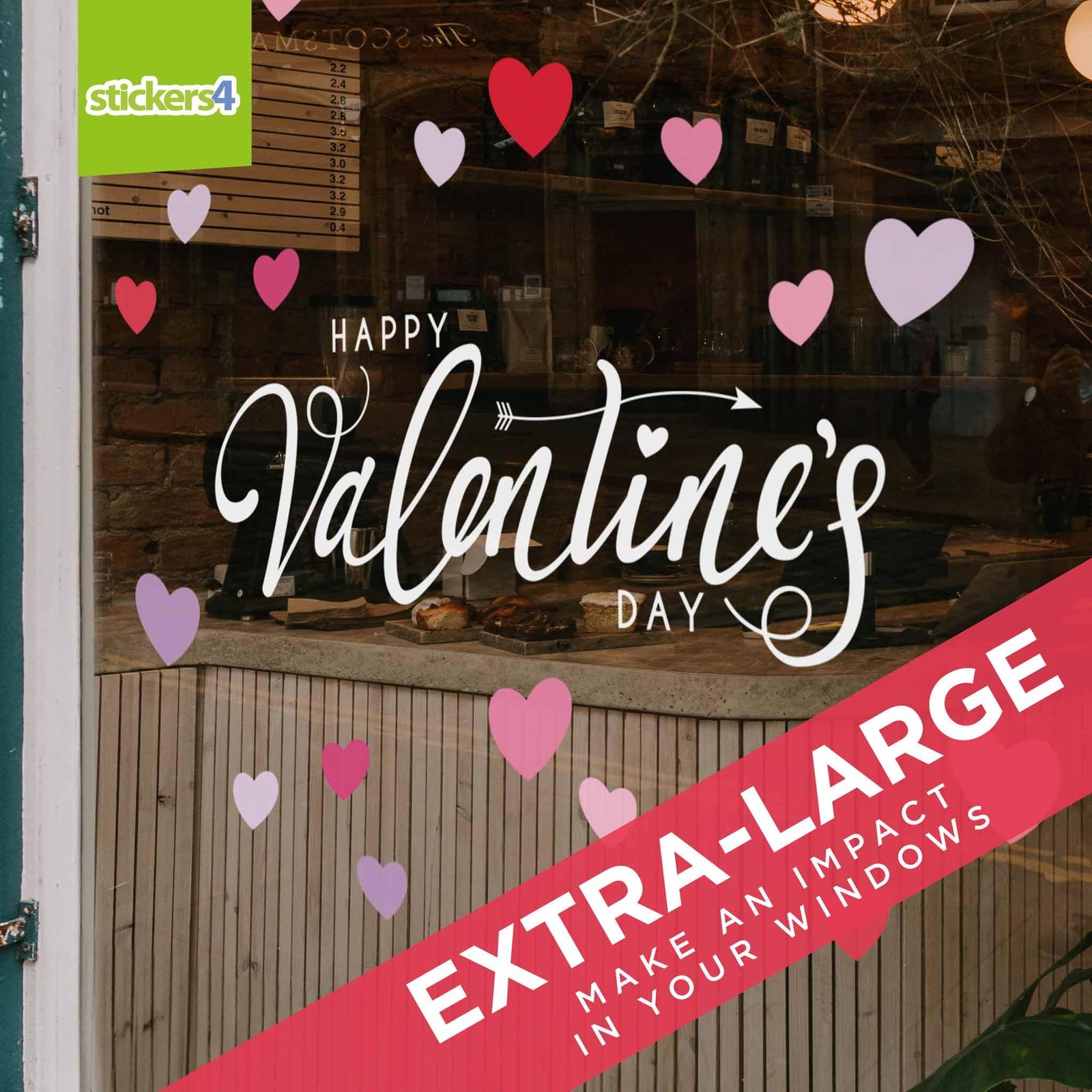 Happy Valentine's Day Calligraphy - Valentine's Window Cling Valentines Window Display