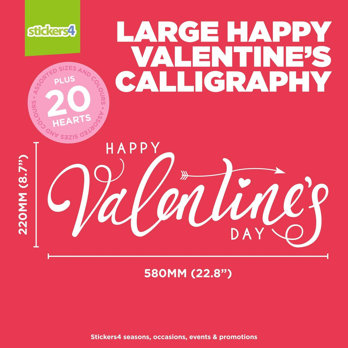 Happy Valentine&#39;s Day Calligraphy - Valentine&#39;s Window Cling