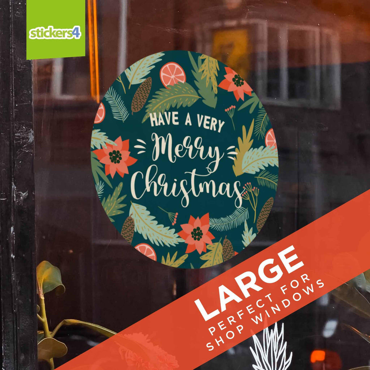Have a Very Merry Christmas Roundel - Christmas Window Cling Christmas Window Display