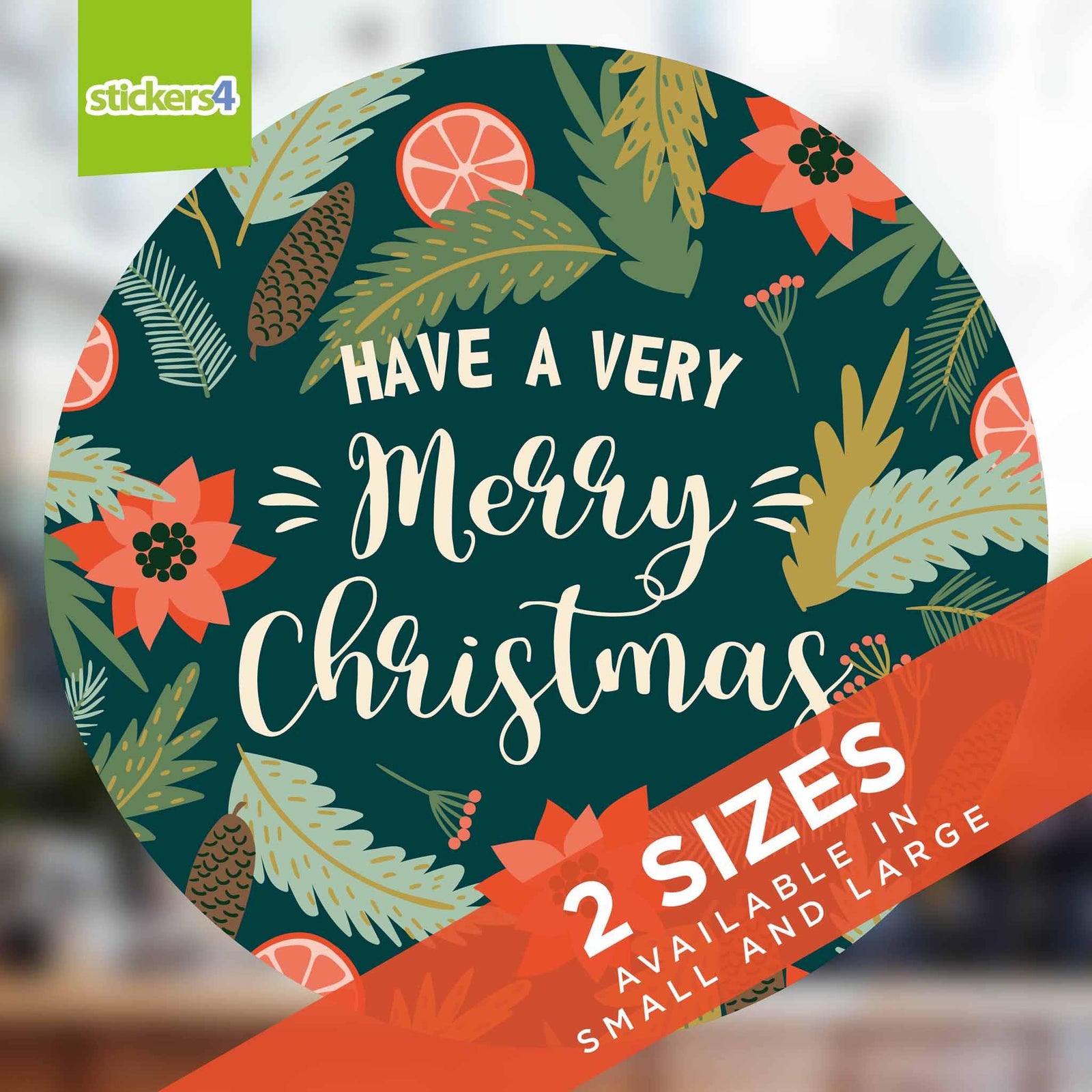 Have a Very Merry Christmas Roundel - Christmas Window Cling Christmas Window Display