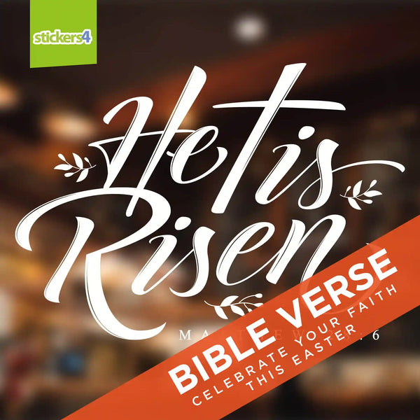 He Is Risen White Script Window Sticker | Easter Display
