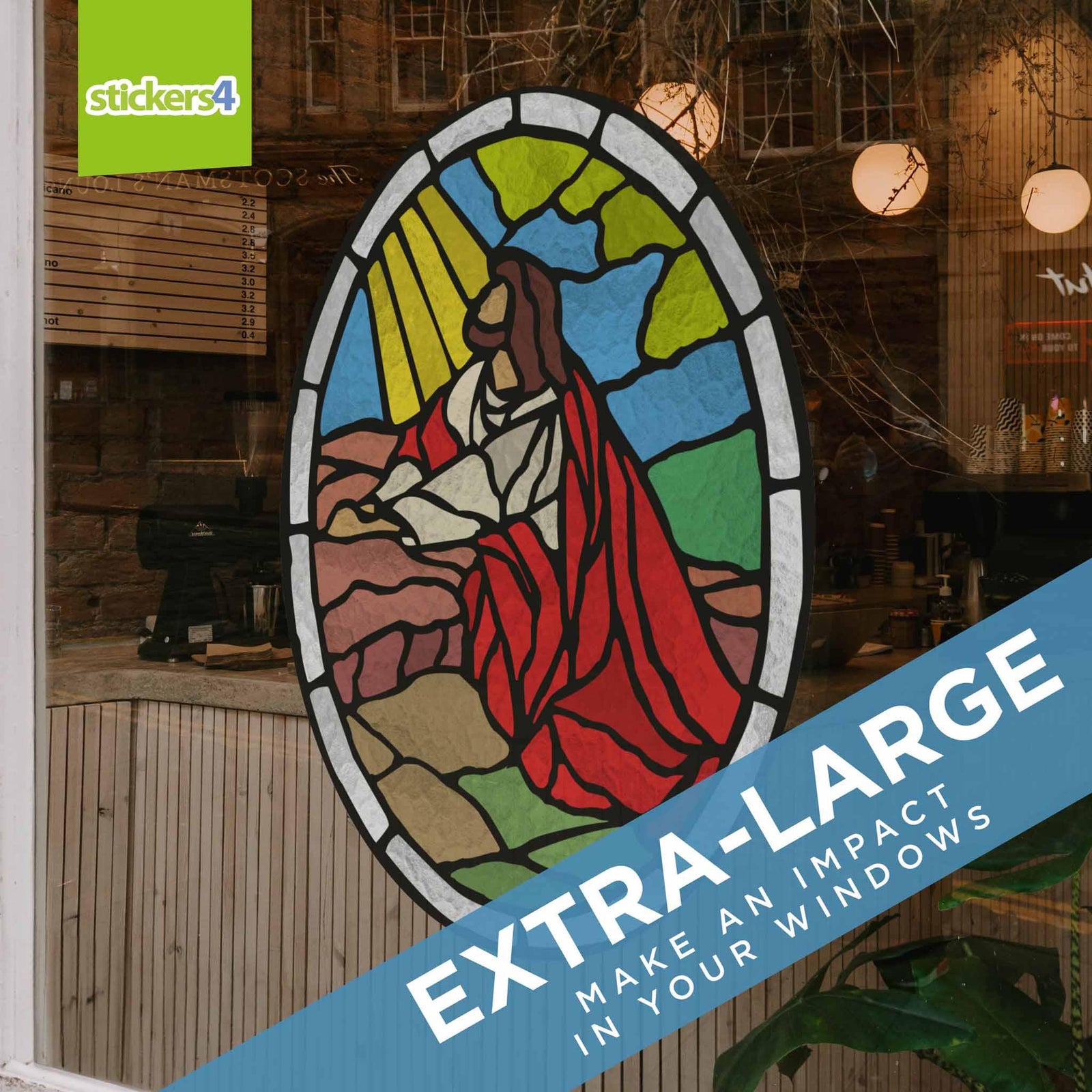 He Is Risen Stained Glass Effect Window Sticker- Easter Window Cling Easter Window Display