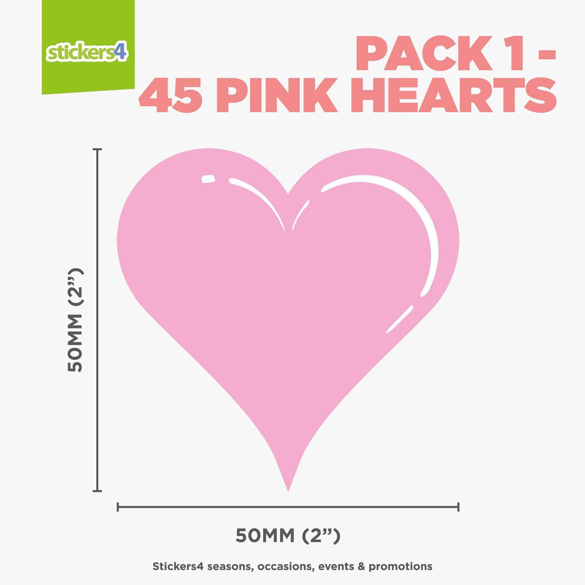 Static Cling Hearts: Pack 1 (45 Hearts @ 50mm)
