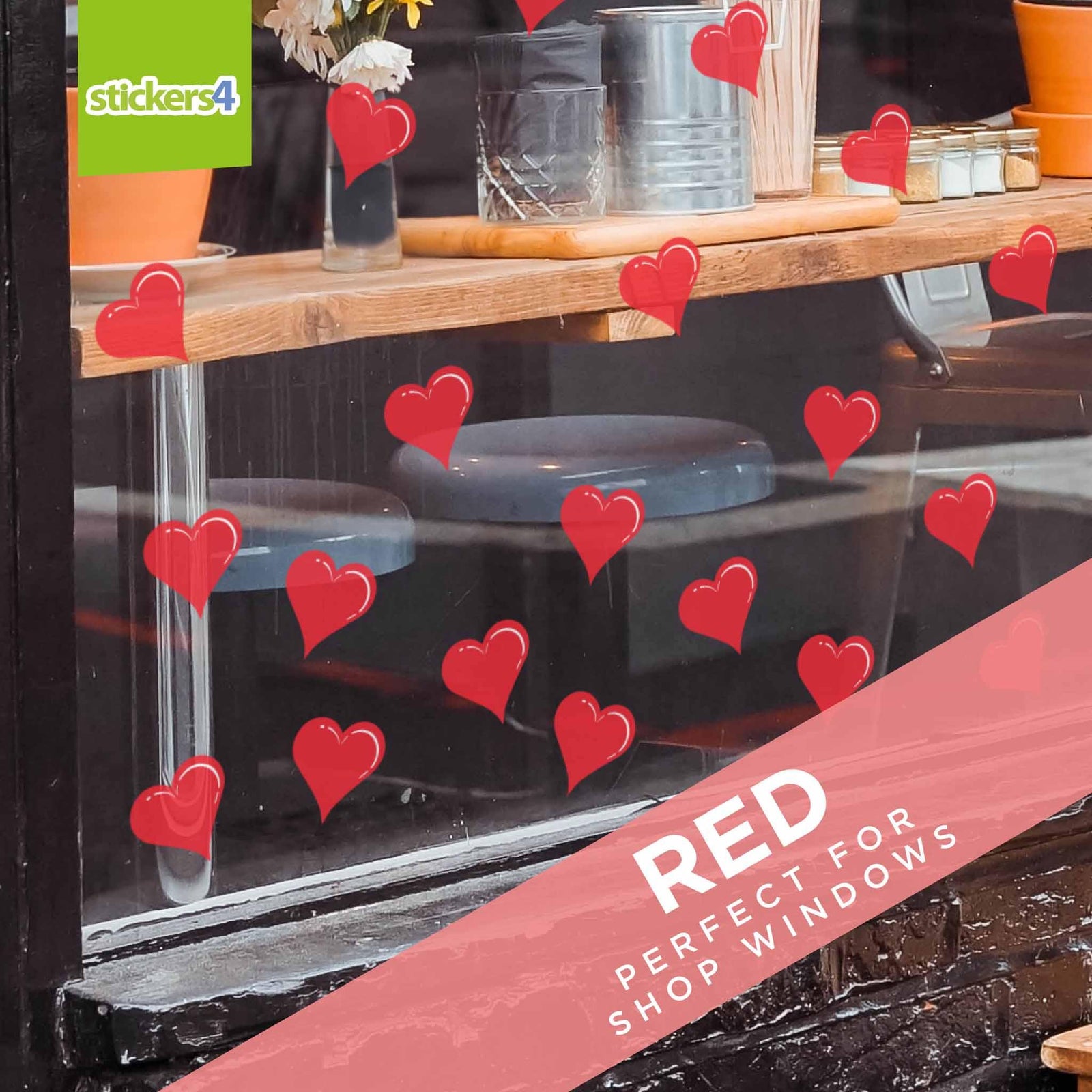 Static Cling Hearts: Pack 2 (24 Hearts @ 95mm) Valentine's Day Display