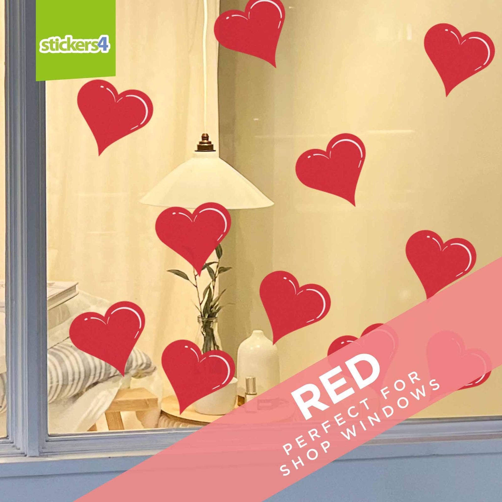 Static Cling Hearts: Pack 3 (14 Hearts @ 145mm) Valentine's Day Display