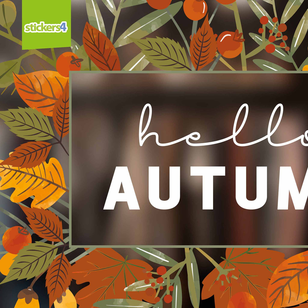 Hello Autumn Wreath Window Sticker