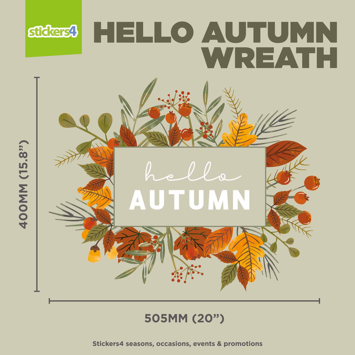 Hello Autumn Wreath Window Sticker