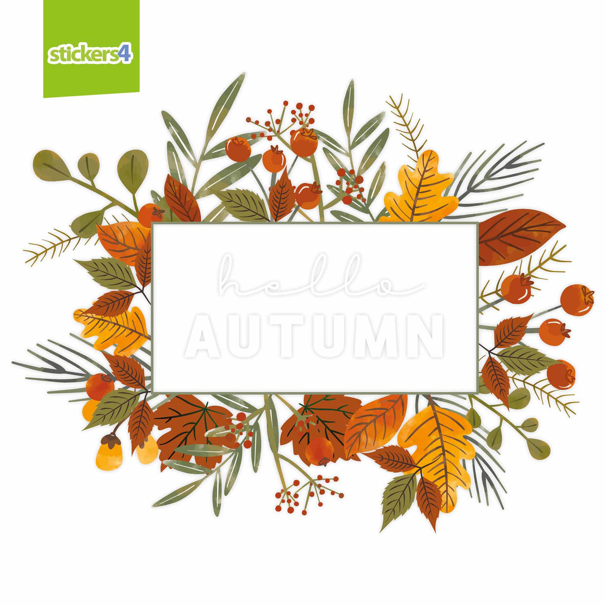 Hello Autumn Wreath Window Sticker