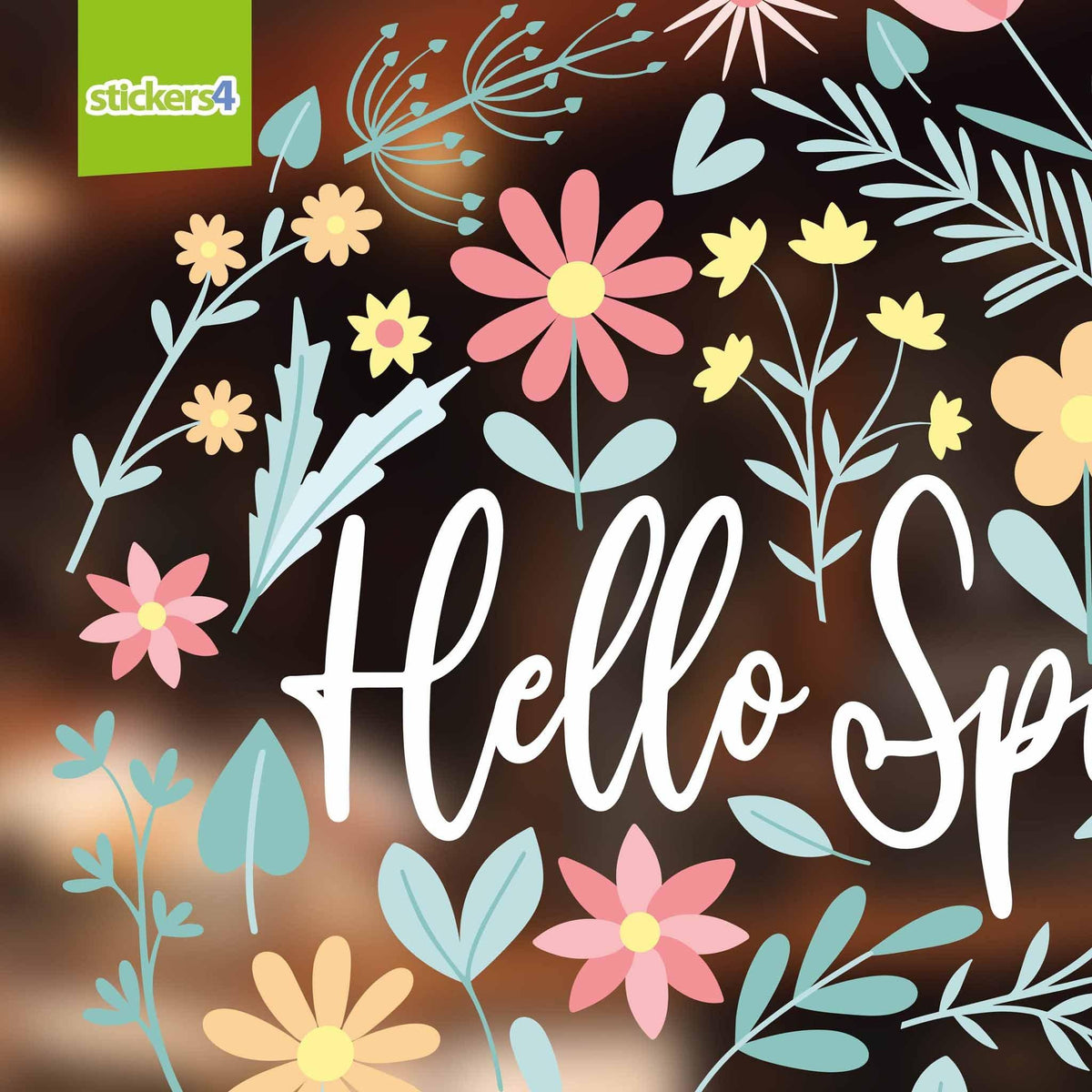 Hello Spring Floral Roundel Window Sticker Spring Window Display