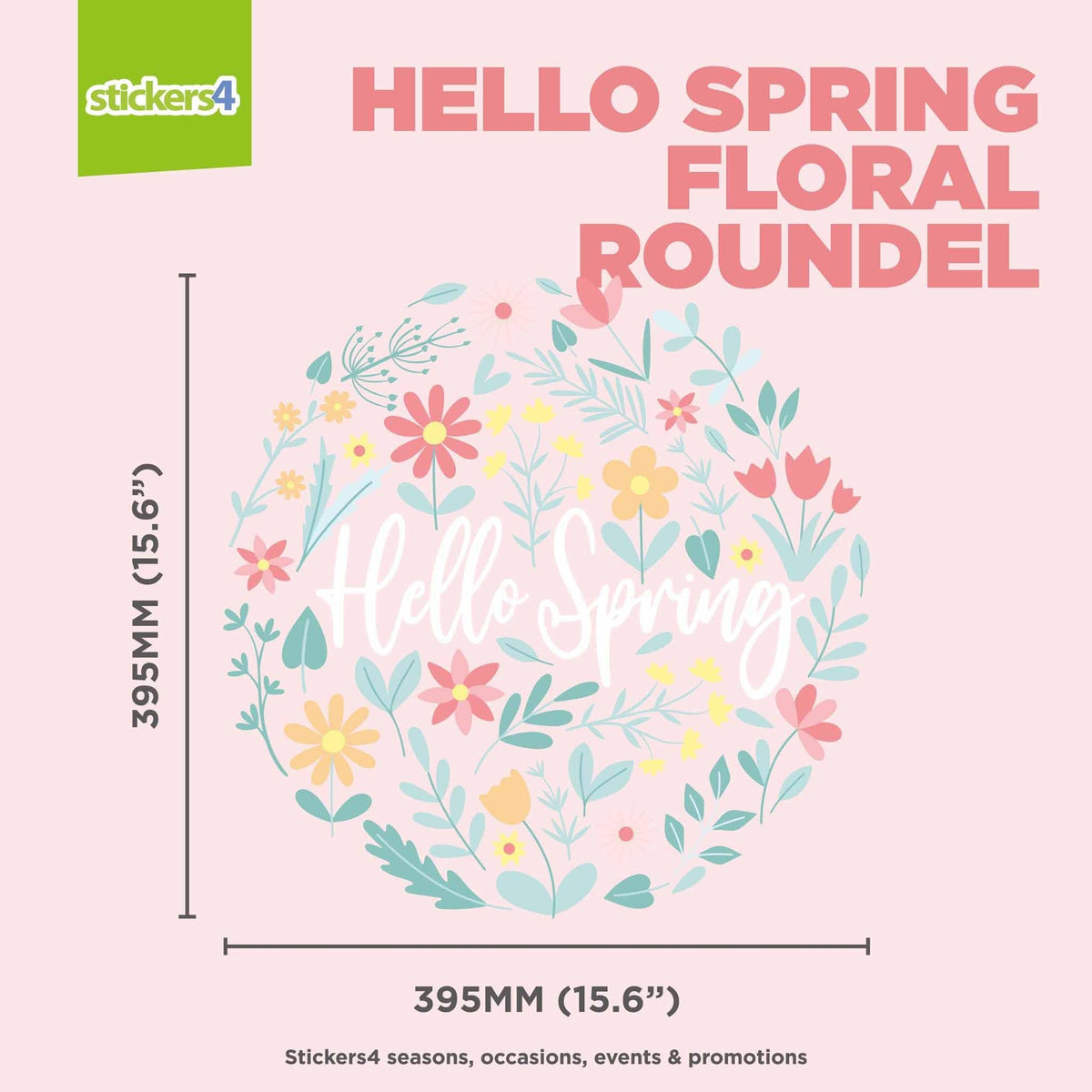 Hello Spring Floral Roundel Window Sticker