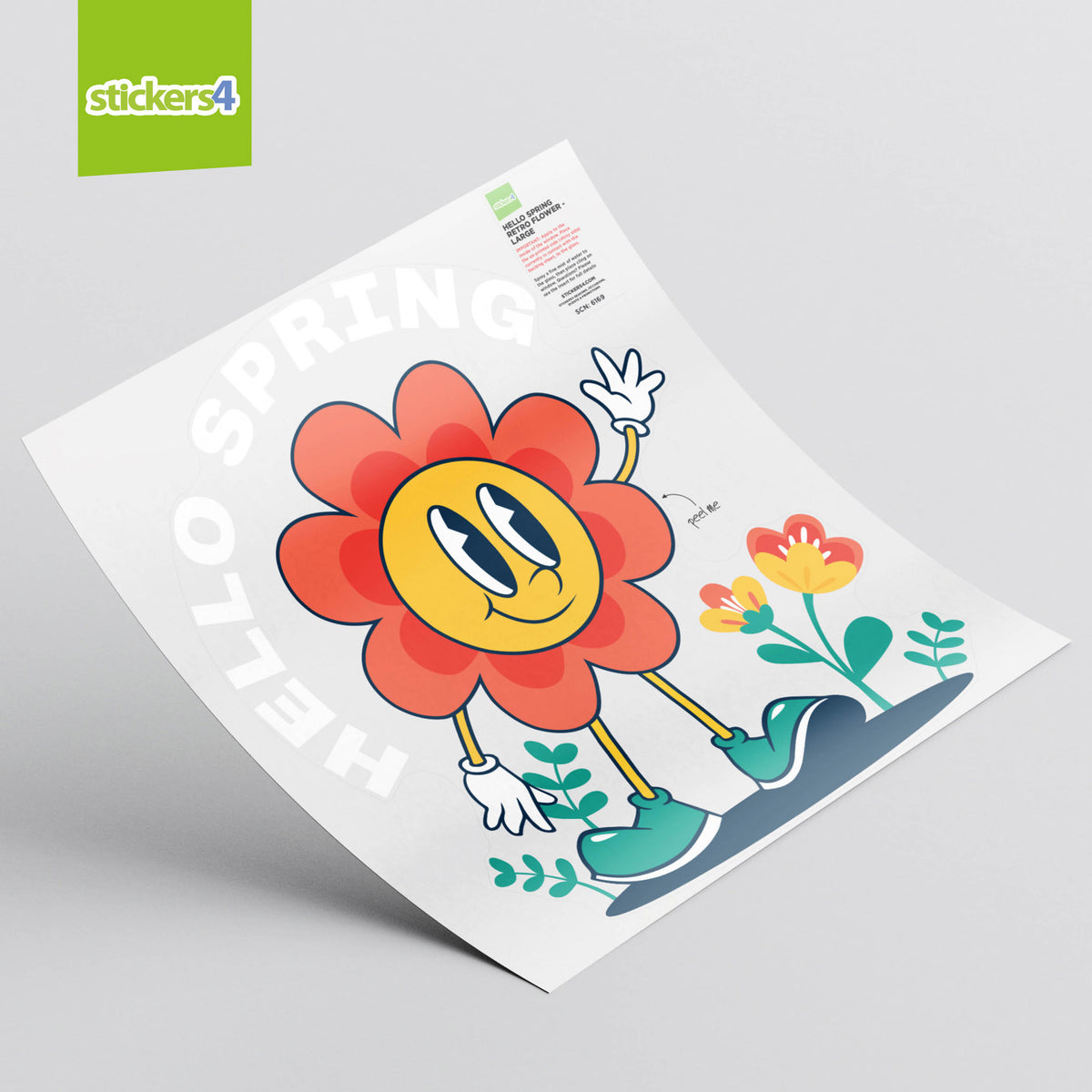 Hello Spring Retro Flower Window Sticker