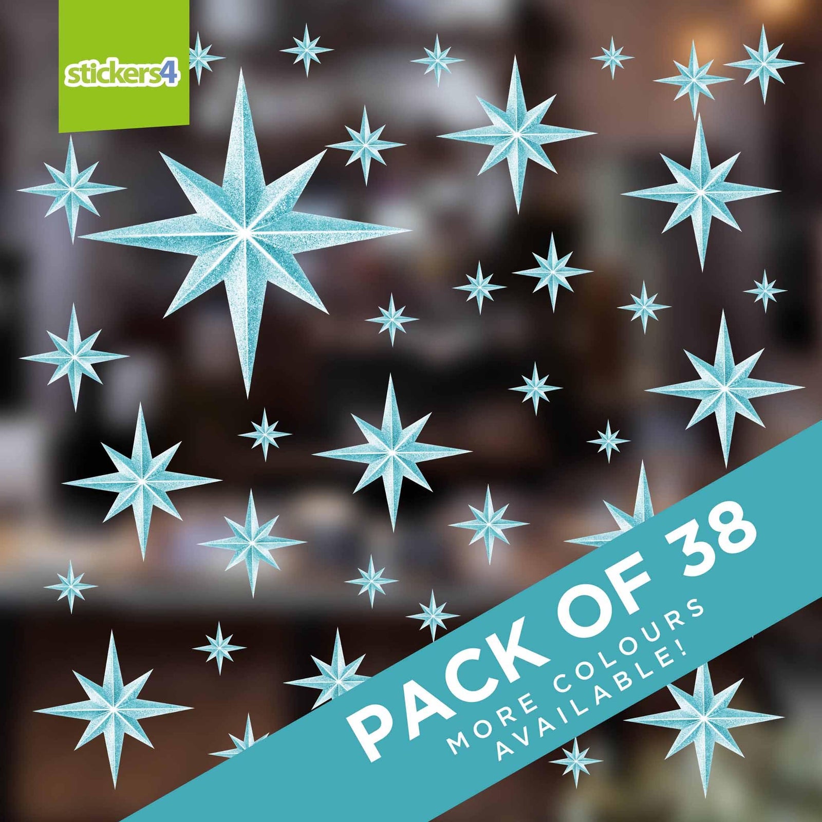 Icy Blue Christmas Star Window Stickers Christmas Window Display