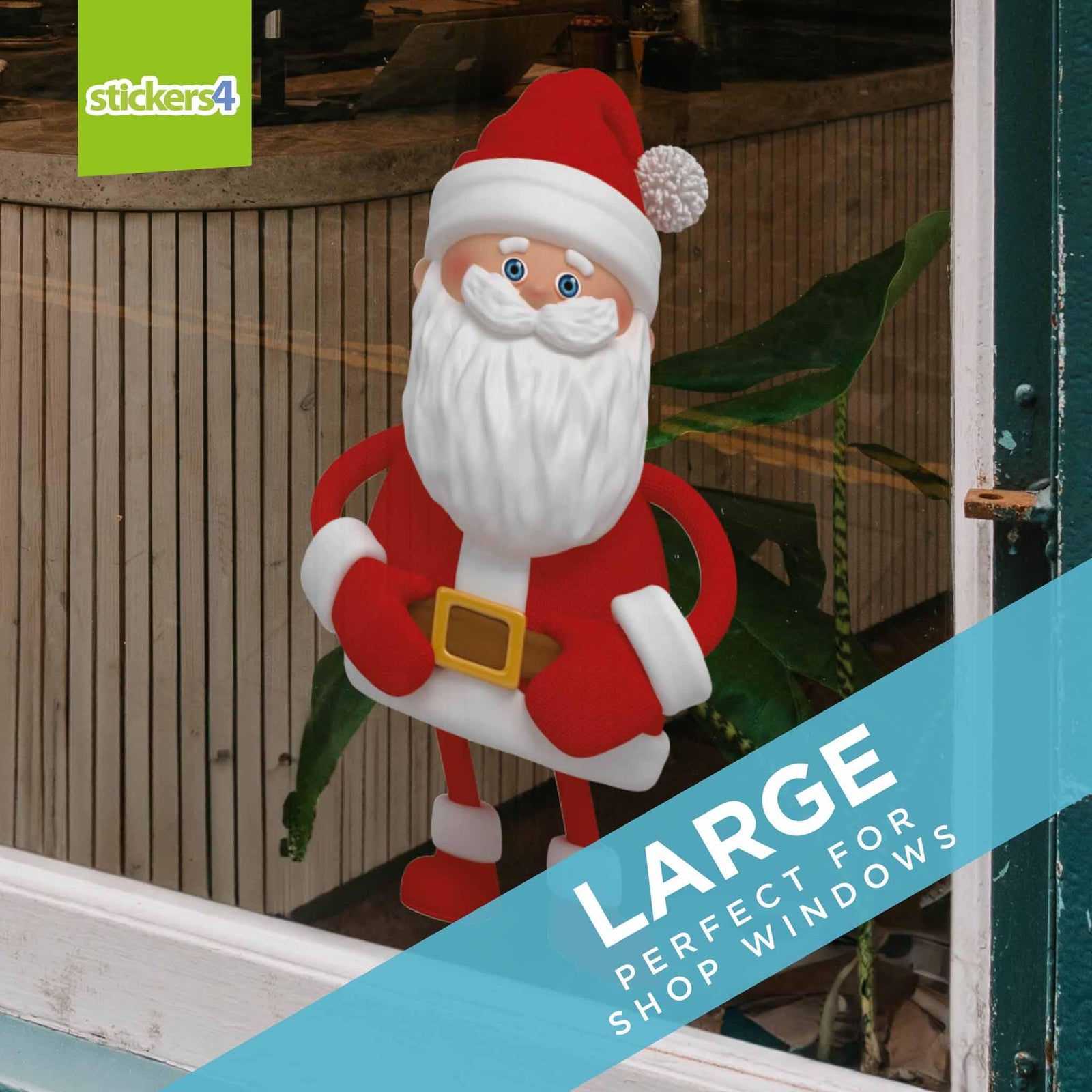 Jolly Santa Christmas Window Cling Christmas Window Display