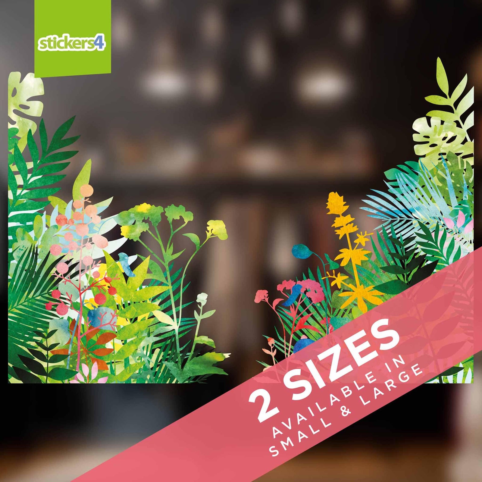 Jungle Foliage Corners Window Cling Stickers Seasonal Window Display