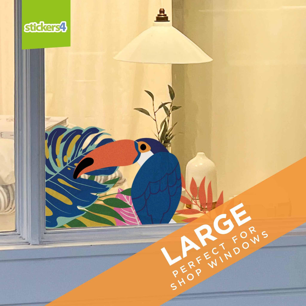 Jungle Toucan Window Sticker Corners Summer Window Display