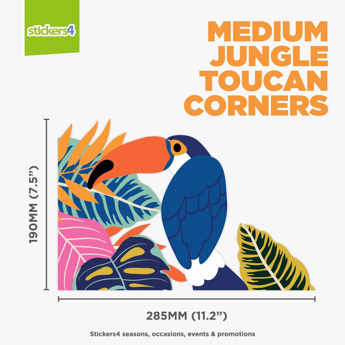 Jungle Toucan Window Sticker Corners Summer Window Display