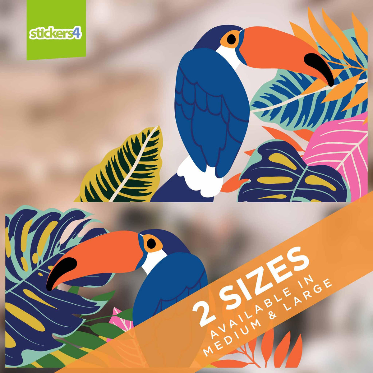 Jungle Toucan Window Sticker Corners Summer Window Display