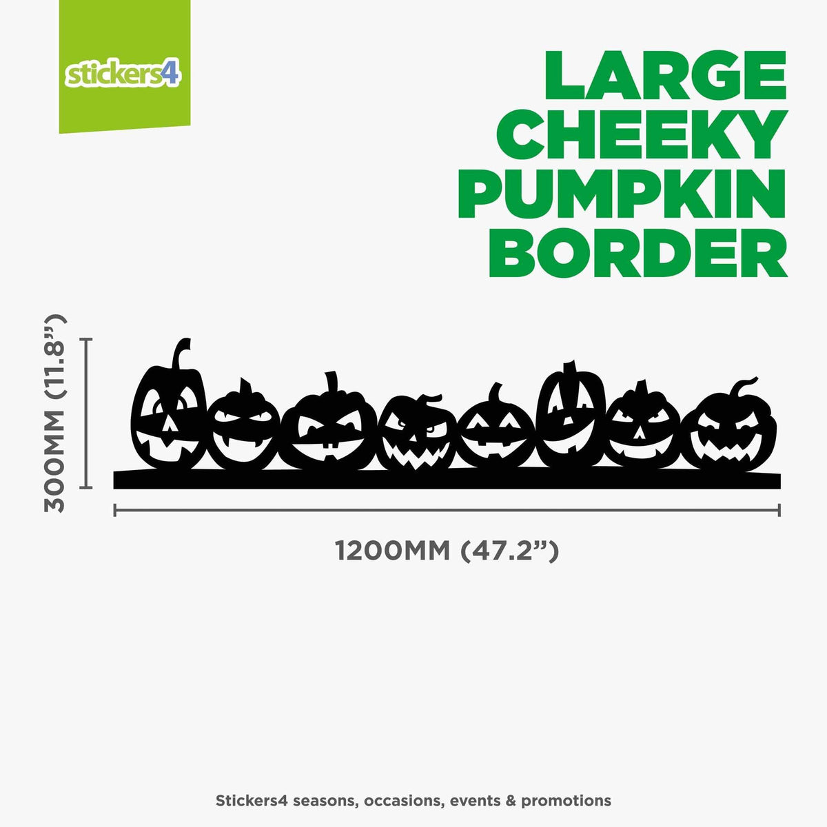 Large Cheeky Pumpkin Border Halloween Window Cling (White or Black) Halloween Display