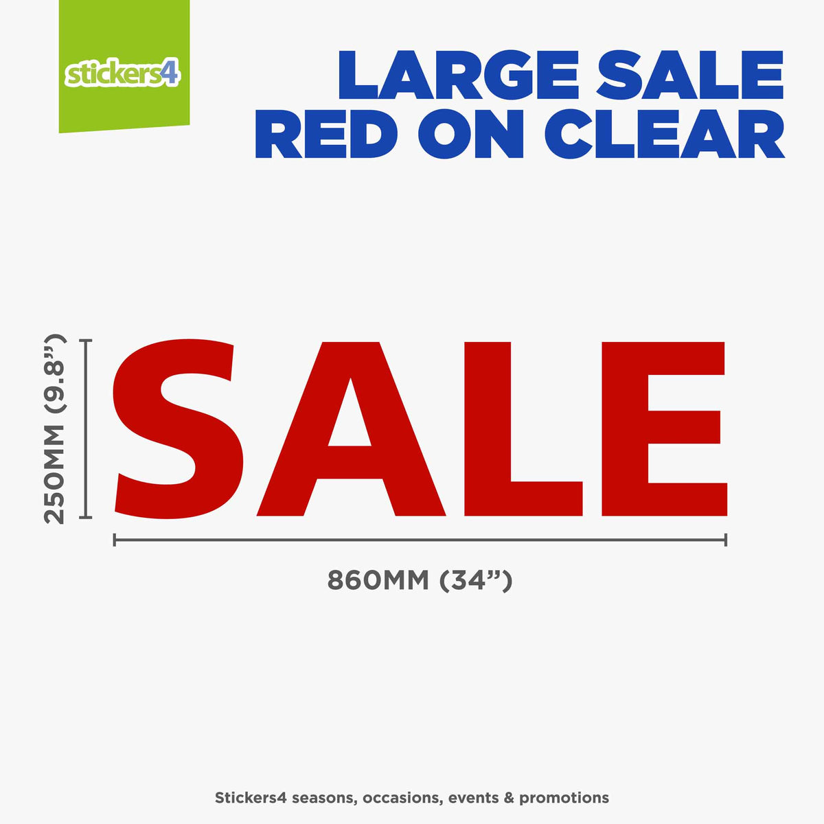 Large SALE Shop Window Sticker - Red on Clear