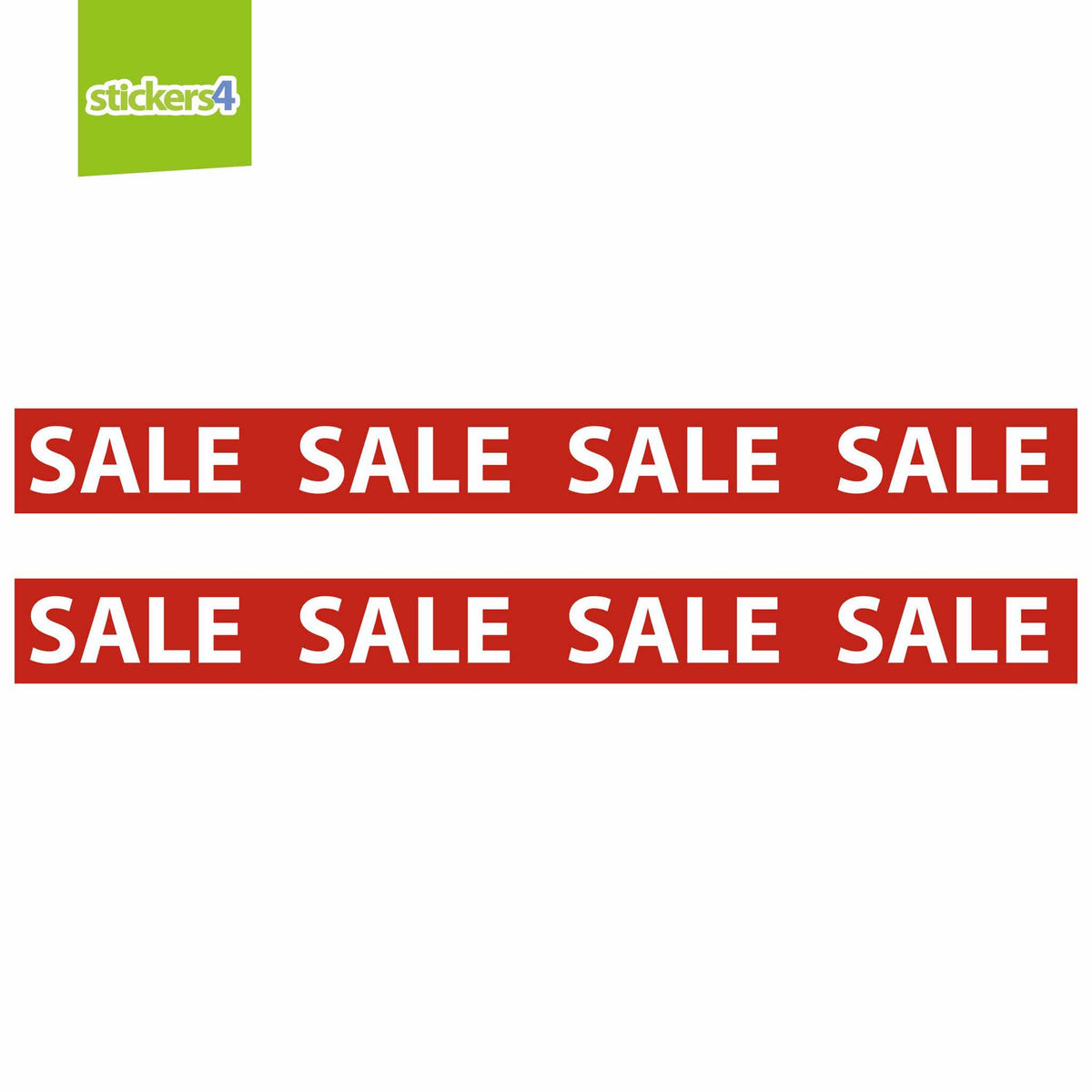 Large Sale Banner Window Sticker - Uppercase White on Red 3m Long