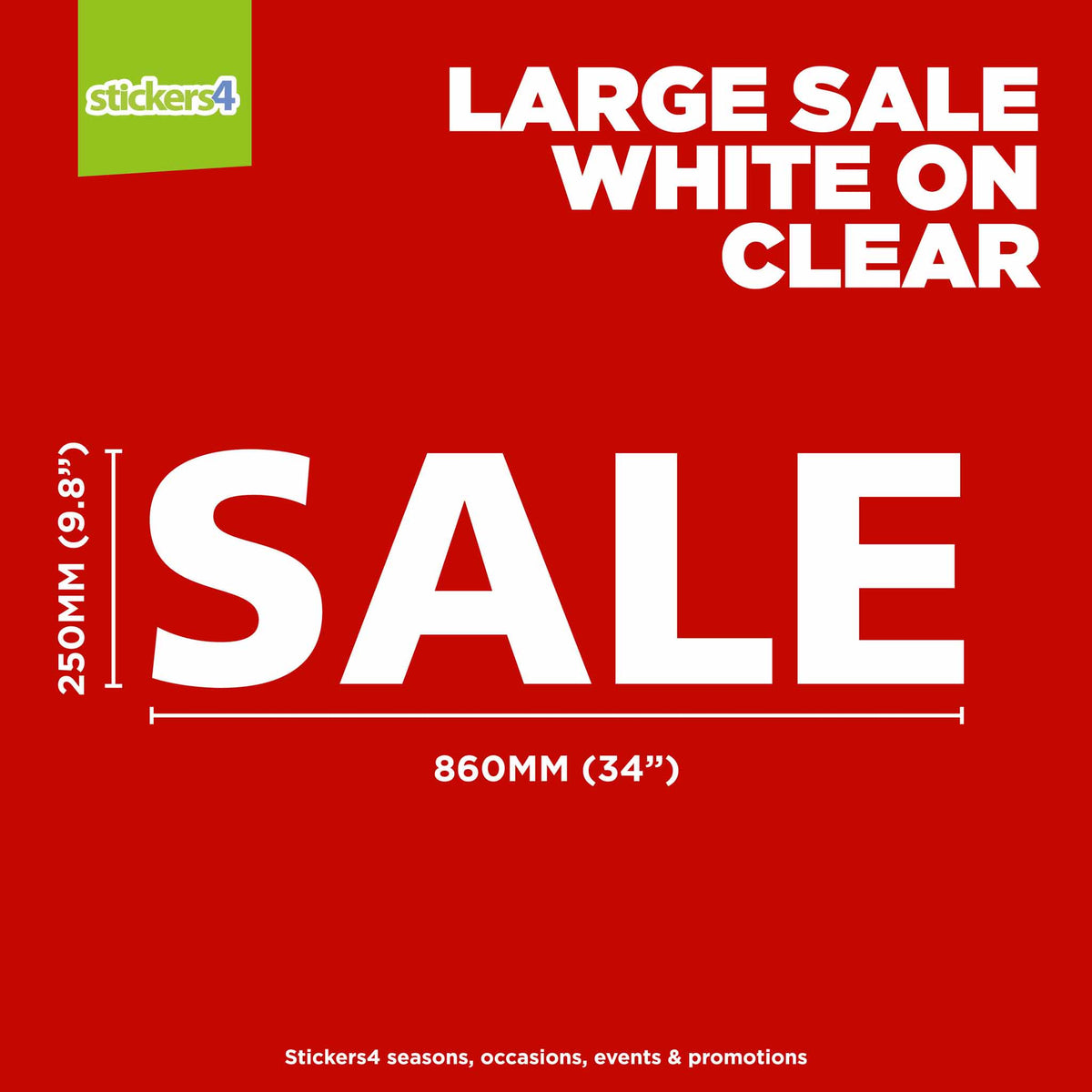 Large SALE Shop Window Sticker - White on Clear