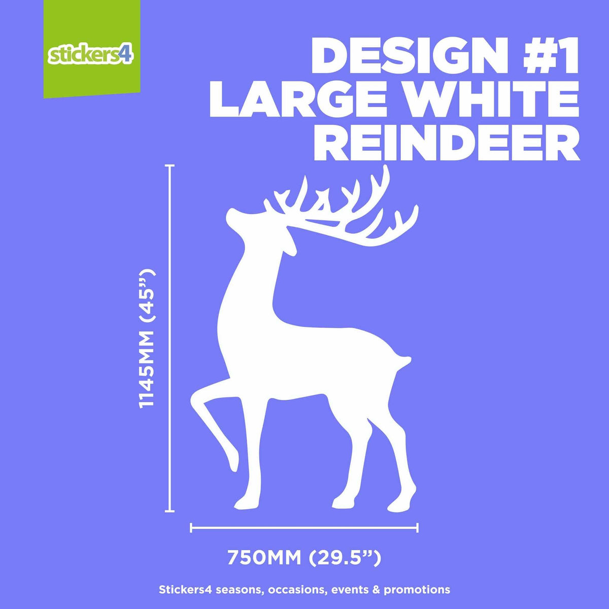 Large White Reindeer Window Cling Sticker
