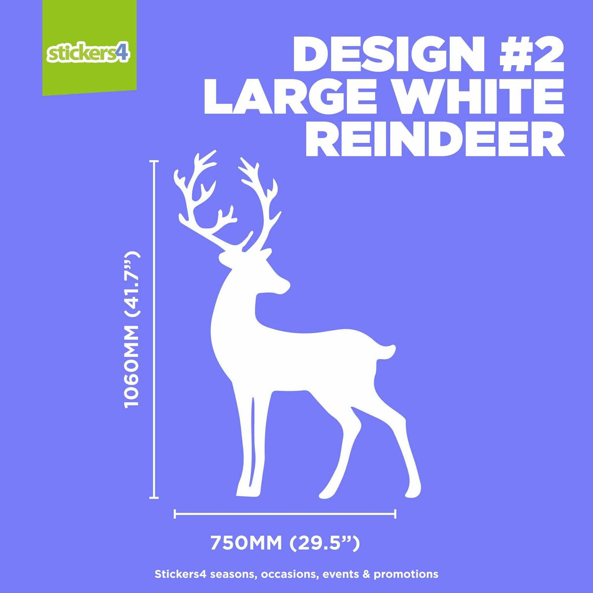 Large White Reindeer Window Cling Sticker