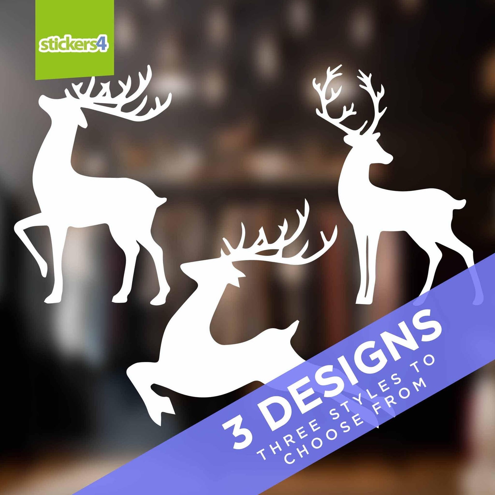 Large White Reindeer Window Cling Sticker Christmas Window Display