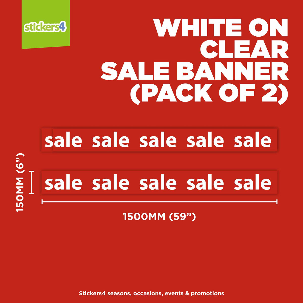 Large Sale Banner Window Sticker - Lowercase White on Clear 3m long