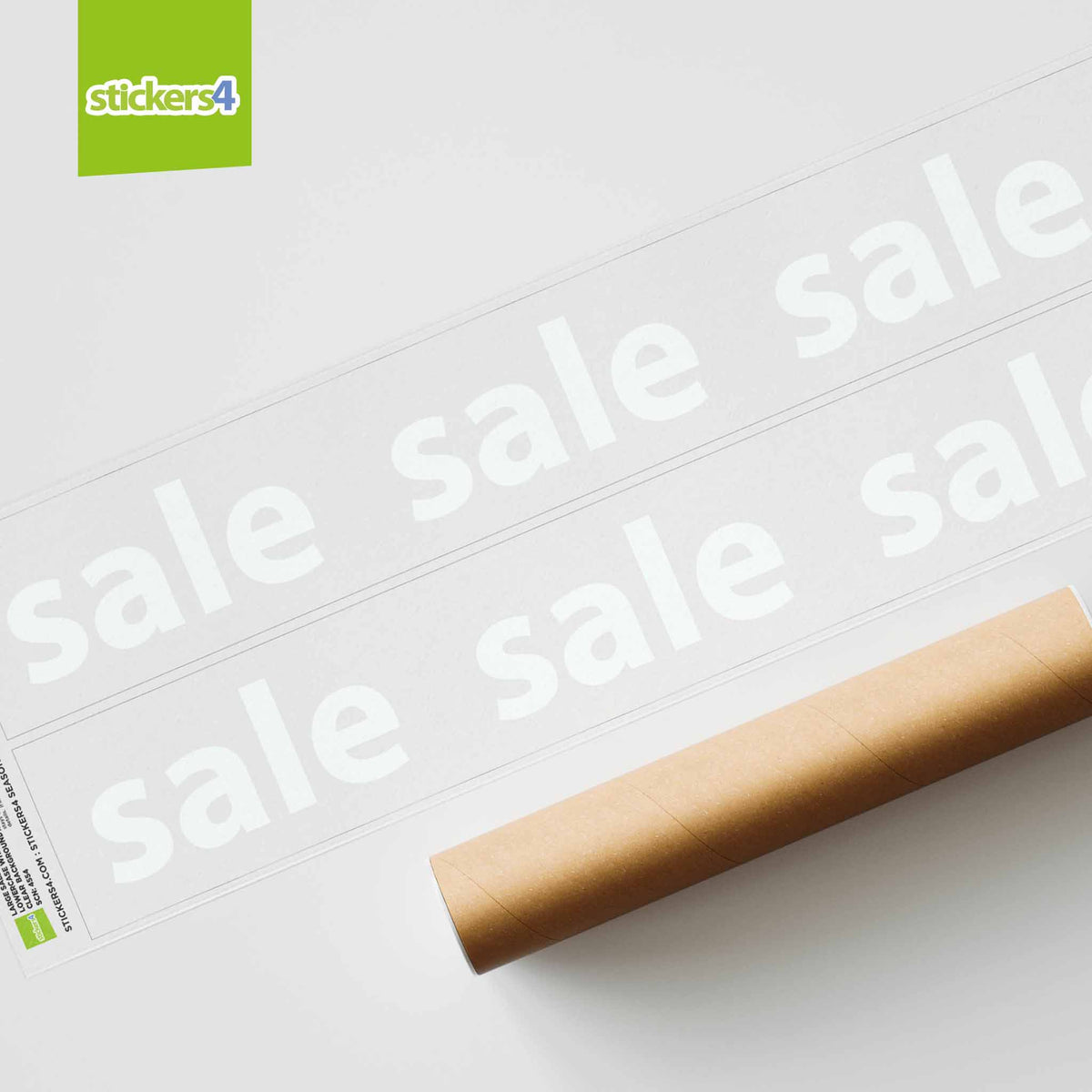 Large Sale Banner Window Sticker - Lowercase White on Clear 3m long