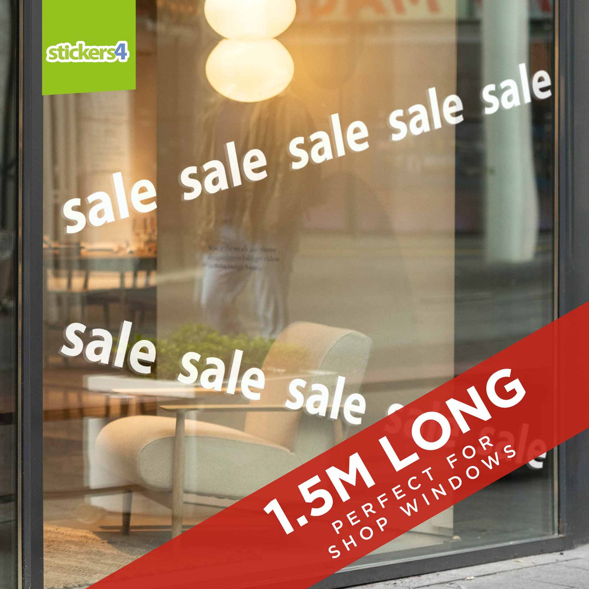 Large Sale Banner Window Sticker - Lowercase White on Clear 3m long