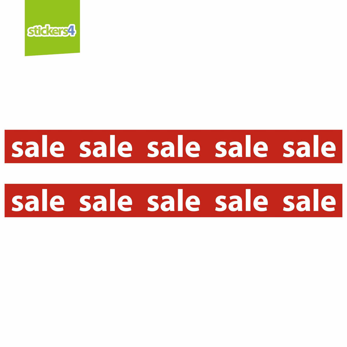 Large Sale Banner Window Sticker - Lowercase White on Red 3m Long