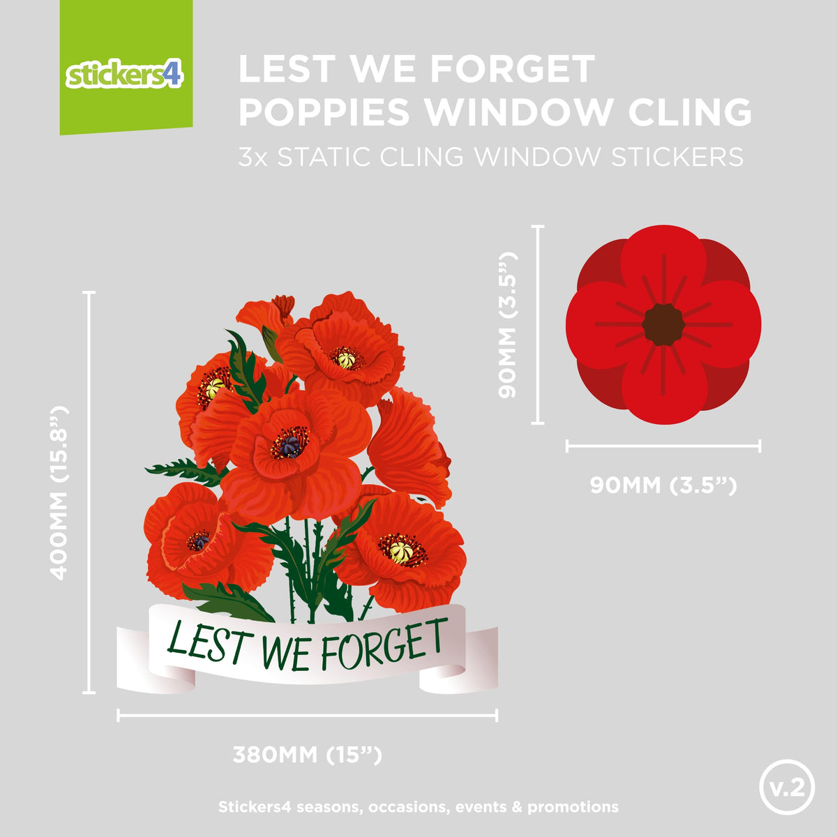 Lest We Forget Poppies Remembrance Window Sticker Remembrance Window Display